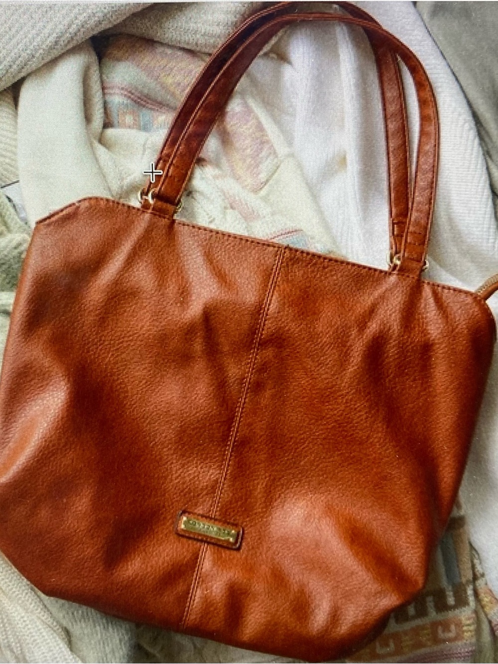 London Fog Brown Vegan Leather Tote Bag